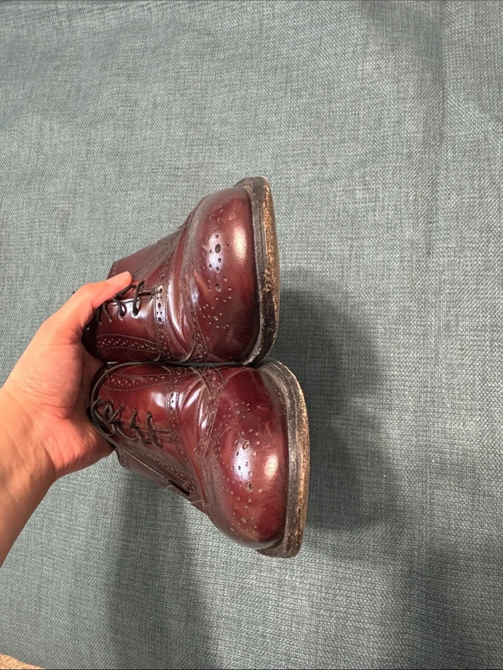 Bostonian Shoes 10.5 Wingtip Derbys Men's Burgundy Polished Leather luxury